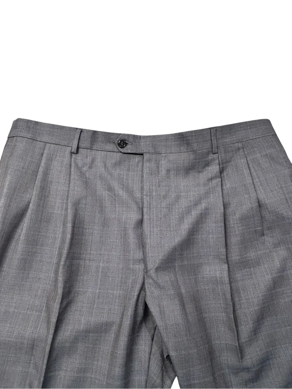Jos. A. Bank Signature Collection Men's Gray Plaid Two-Piece Suit 48R Wool Silk